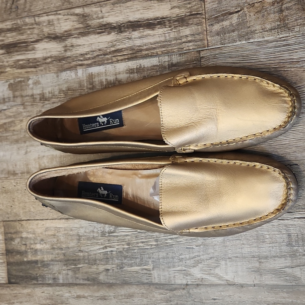 Hunters Club Womens Gold Slip On Driving Shoe Size 10/10.5 Loafer Casual Comfort - Picture 2 of 7